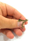 Antique Bronze Ring Blank Base Bezel Settings Cabochon Base Mountings Adjustable  (5mm blank ) Antique Bronze Plated Brass G6504