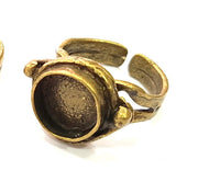 Antique Bronze Ring Blank Base Bezel Settings Cabochon Base Mountings Adjustable  (10mm blank ) Antique Bronze Plated Brass G6505