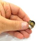 Antique Bronze Ring Blank Base Bezel Settings Cabochon Base Mountings Adjustable  (10mm blank ) Antique Bronze Plated Brass G6505