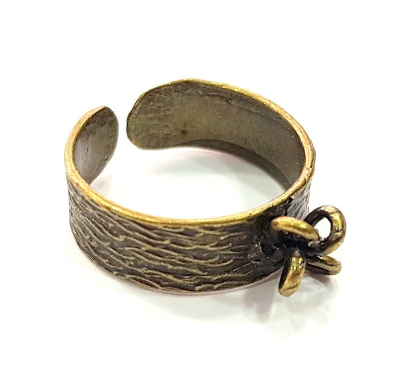 Antique Bronze Ring Blank Base Bezel Settings Cabochon Base Mountings Adjustable , Antique Bronze Plated Brass G6506