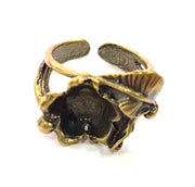 Antique Bronze Ring Blank Base Bezel Settings Cabochon Base Mountings Adjustable  (10mm blank ) Antique Bronze Plated Brass G6508