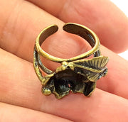 Antique Bronze Ring Blank Base Bezel Settings Cabochon Base Mountings Adjustable  (10mm blank ) Antique Bronze Plated Brass G6508