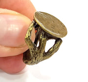 Antique Bronze Ring Blank Base Bezel Settings Cabochon Base Mountings Adjustable  (15mm blank ) Antique Bronze Plated Brass G6515
