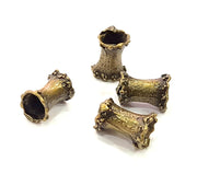 4 Brass tube findings in antique bronze color G6516