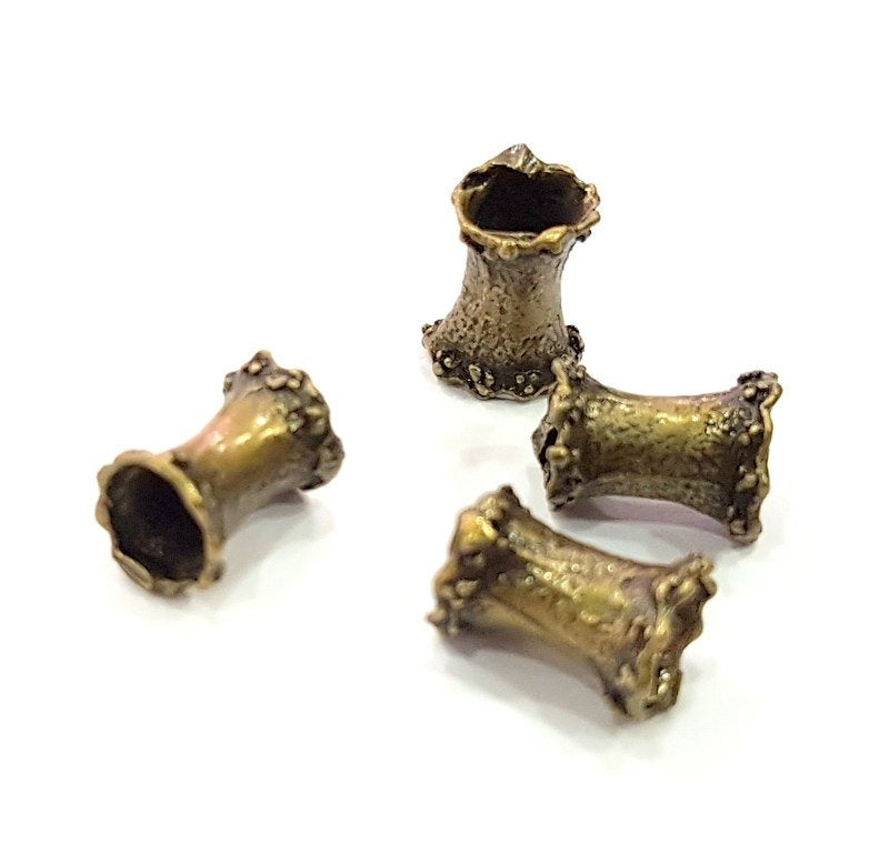 4 Brass tube findings in antique bronze color G6516