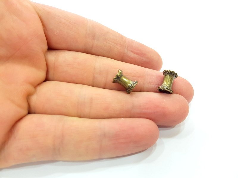 4 Brass tube findings in antique bronze color G6516