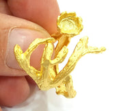 Gold Ring Blank Ring Settings Ring Bezel Base Cabochon Mountings Adjustable  (8mm blank ) Gold Plated Brass G6518