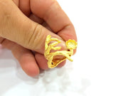 Gold Ring Blank Ring Settings Ring Bezel Base Cabochon Mountings Adjustable  (8mm blank ) Gold Plated Brass G6518