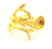 Gold Ring Blank Ring Settings Ring Bezel Base Cabochon Mountings Adjustable  (10mm blank ) Gold Plated Brass G6519