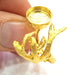 Gold Ring Blank Ring Settings Ring Bezel Base Cabochon Mountings Adjustable  (12 mm blank ) Gold Plated Brass G6520