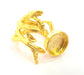 Gold Ring Blank Ring Settings Ring Bezel Base Cabochon Mountings Adjustable  (12 mm blank ) Gold Plated Brass G6520