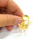 Gold Ring Blank Ring Settings Ring Bezel Base Cabochon Mountings Adjustable  (12 mm blank ) Gold Plated Brass G6520