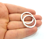 10 Silver Circle Connector Findings Antique Silver Plated Circle  (27 mm)  G15624