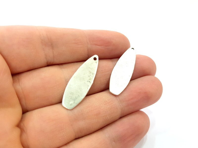 2 Silver Charms Surfboard Charms Antique Silver Plated Brass  2 Pcs (31x11mm)  G6528