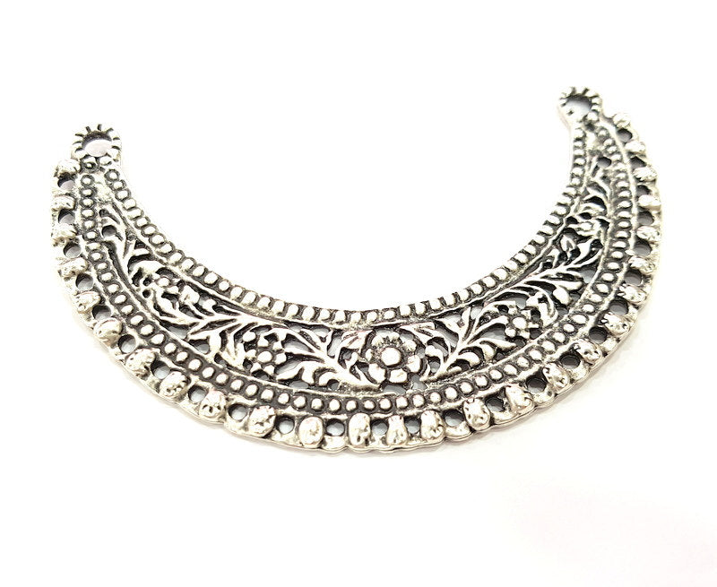 Silver Pendant Oxidized Silver Collar Pendants Antique Silver Plated Pendants (114x25mm)  G6532