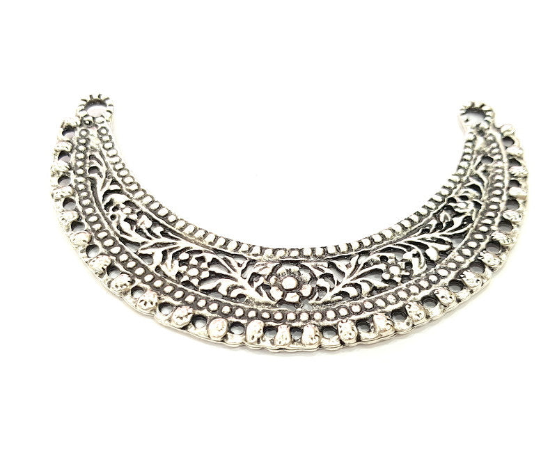 Silver Pendant Oxidized Silver Collar Pendants Antique Silver Plated Pendants (114x25mm)  G6532