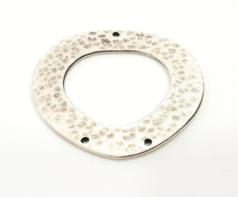 2 Silver Pendant Oxidized Silver Circle Pendants Antique Silver Plated Pendants (40mm)  G6534