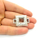2 Silver Connector Oxidized Silver Pendants Antique Silver Plated Pendants (36x26mm)  G6535