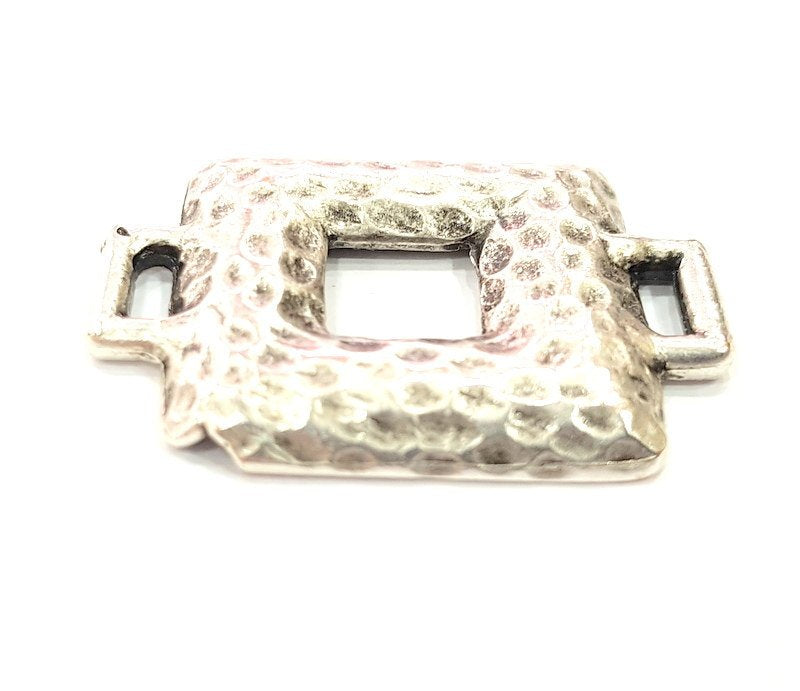 2 Silver Connector Oxidized Silver Pendants Antique Silver Plated Pendants (36x26mm)  G6535