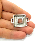 2 Silver Connector Oxidized Silver Pendants Antique Silver Plated Pendants (36x26mm)  G6535
