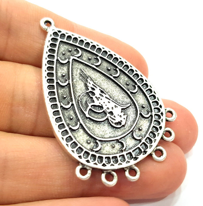 2 Silver Ottoman Pendants Antique Silver Plated Pendants (52x33mm)  G6539