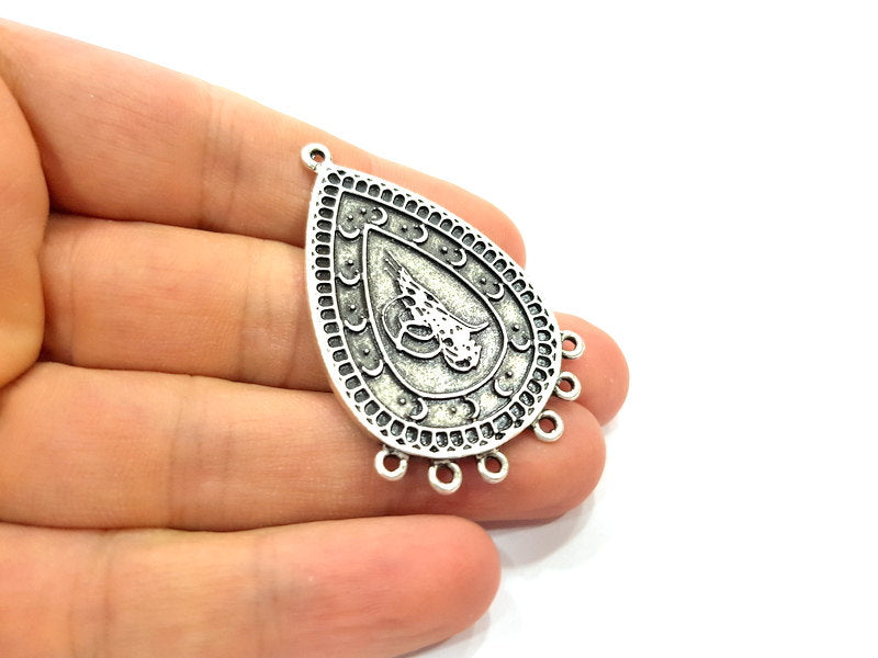 2 Silver Ottoman Pendants Antique Silver Plated Pendants (52x33mm)  G6539