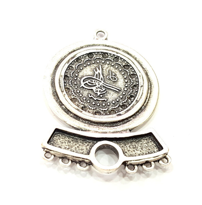 Silver Pendant Oxidized Silver Ottoman Pendants Antique Silver Plated Pendants (59x41mm)  G6544