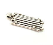 2 Striped Charms Antique Silver Plated Pendants (37x16mm)  G6545