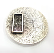 Silver Pendant Oxidized Silver Tribal Pendants Antique Silver Plated Pendants (58mm)  G6547