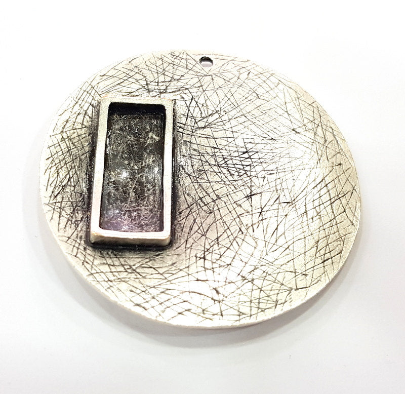 Silver Pendant Oxidized Silver Tribal Pendants Antique Silver Plated Pendants (58mm)  G6547