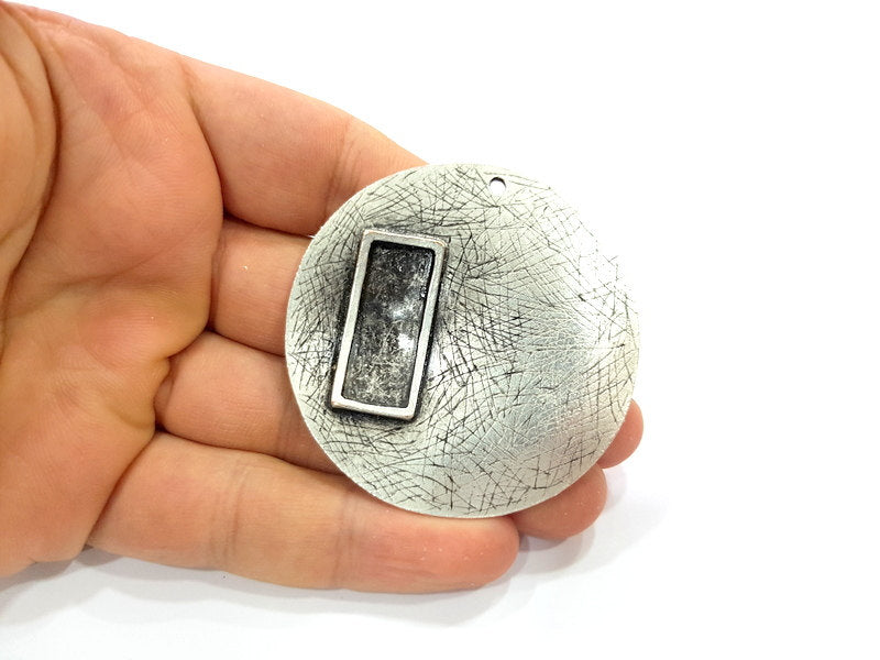 Silver Pendant Oxidized Silver Tribal Pendants Antique Silver Plated Pendants (58mm)  G6547