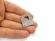 2 Silver Connector Oxidized Silver Pendants Antique Silver Plated Pendants (27mm)  G6548