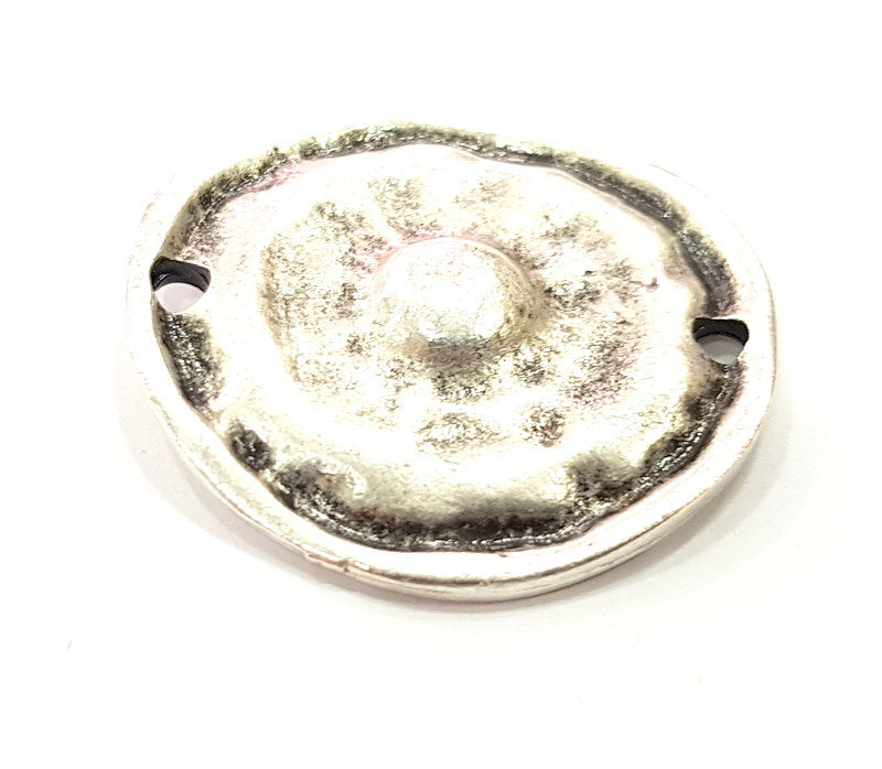 2 Silver Connector Oxidized Silver Pendants Antique Silver Plated Pendants (30mm)  G6555