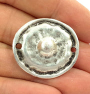 2 Silver Connector Oxidized Silver Pendants Antique Silver Plated Pendants (30mm)  G6555