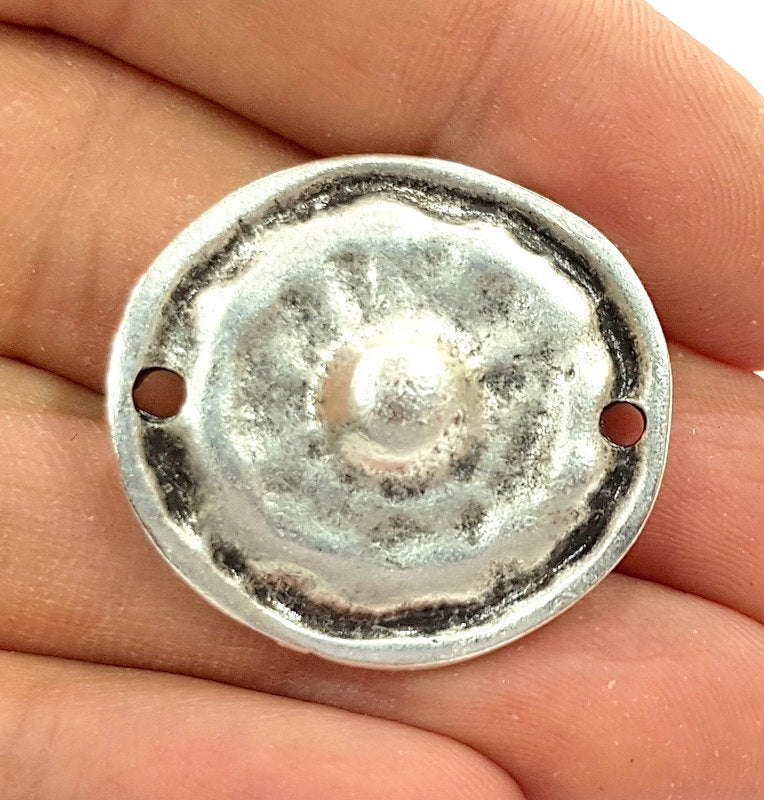 2 Silver Connector Oxidized Silver Pendants Antique Silver Plated Pendants (30mm)  G6555