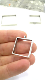 Silver Pendant Bezel Base Setting Necklace Blank Mountings Antique Silver Plated Brass (20 mm blank) G6560