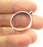 5 pcs Silver Pendant Bezel Base Setting Necklace Blank Mountings Antique Silver Plated Brass (20 mm blank) G6564