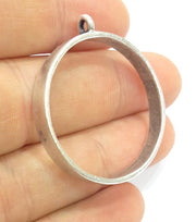 Silver Pendant Bezel Base Setting Necklace Blank Mountings Antique Silver Plated Brass (30 mm blank) G16439