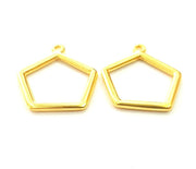 2 Gold Plated Pentagon Charm Pendants (25mm)  G6224