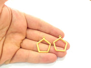 2 Gold Plated Pentagon Charm Pendants (25mm)  G6224
