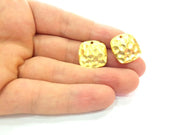 10 Pcs Gold Plated Hammered Charm Pendants (20mm)  G6226