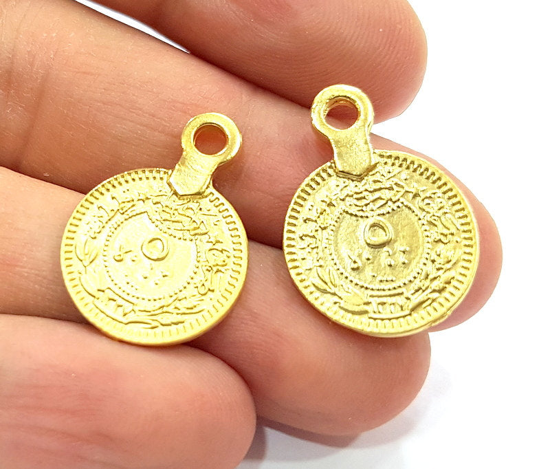 4 Gold Charms Gold Plated Ottoman Signature Charms  4 Pcs (17mm)  G6597