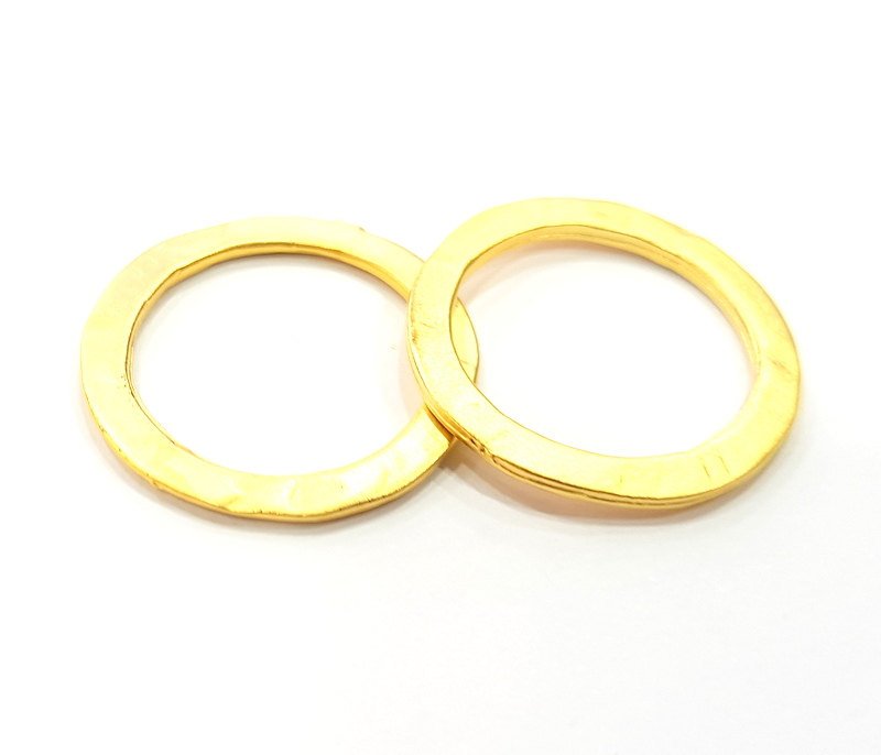 4 Gold Plated Circle Round Connector Pendants (24mm)  G6600