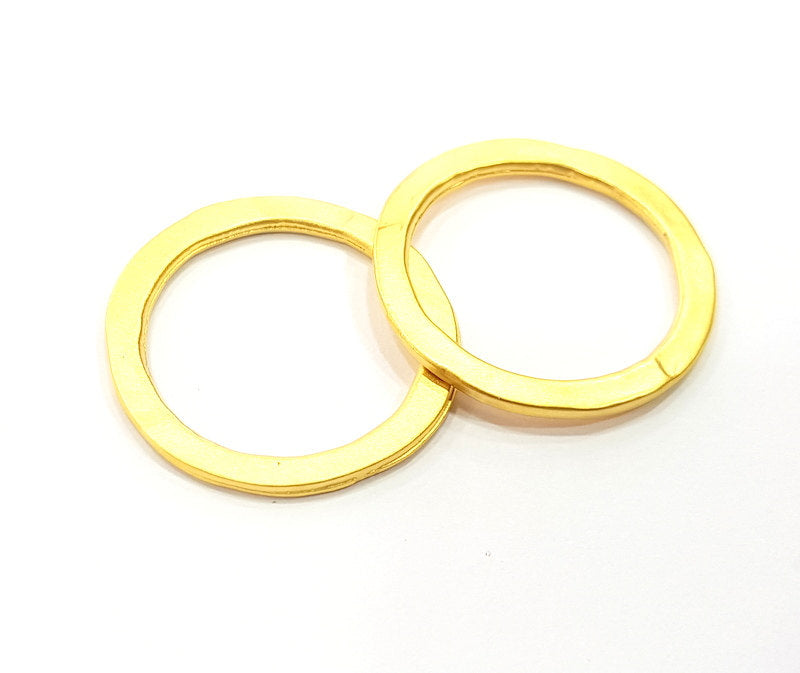 4 Gold Plated Circle Round Connector Pendants (27mm)  G6604