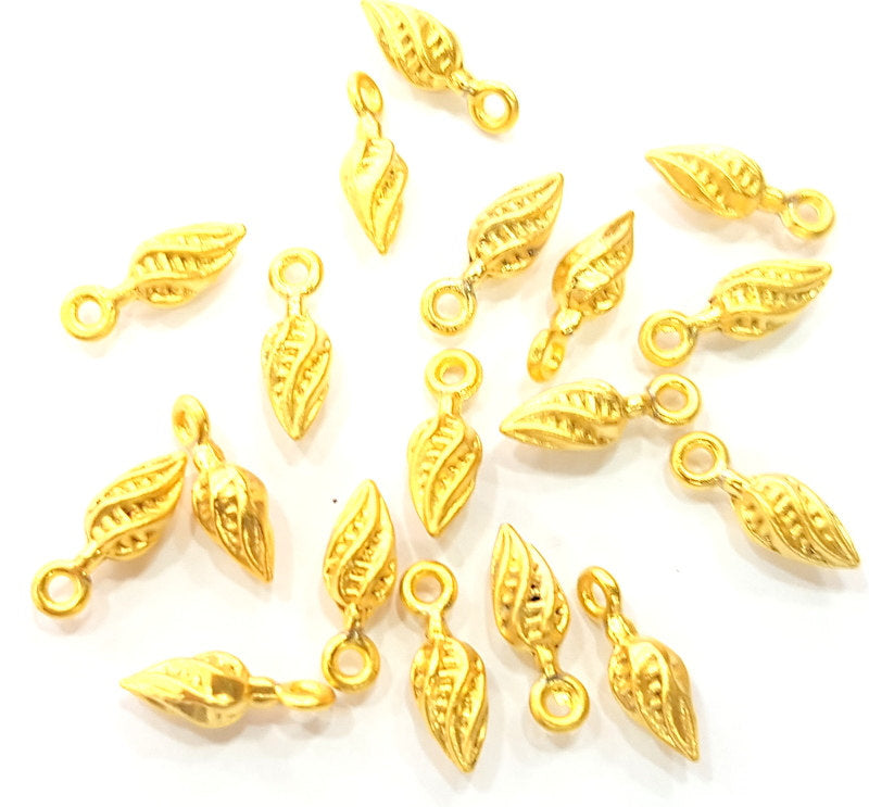 20 Gold Charms Gold Plated Charms (13x4mm) G6609