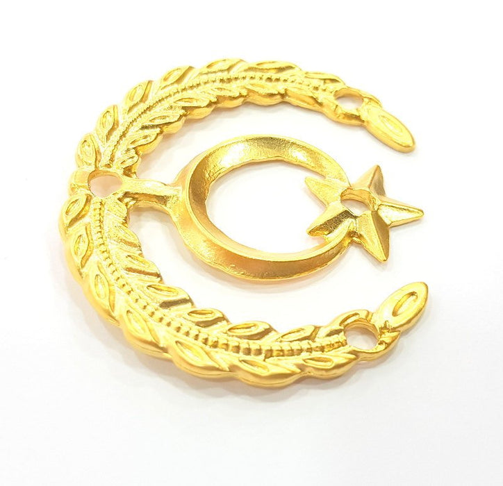 Gold Pendant Moon and Star Pendants Gold Plated Pendant (58x50mm)  G6612