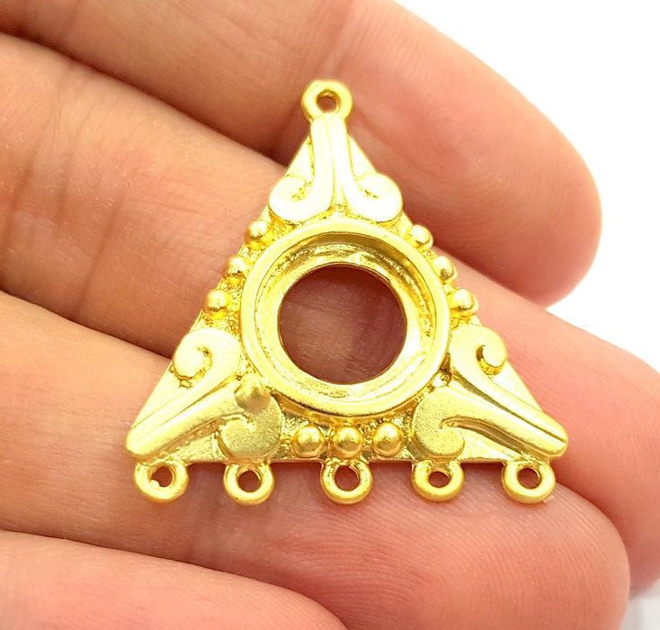 2 Gold Triangle Pendant Blank Pendants Gold Plated Pendant (33x30mm)  G8414