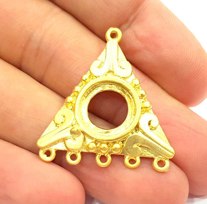 2 Gold Triangle Pendant Blank Pendants Gold Plated Pendant (33x30mm)  G8414