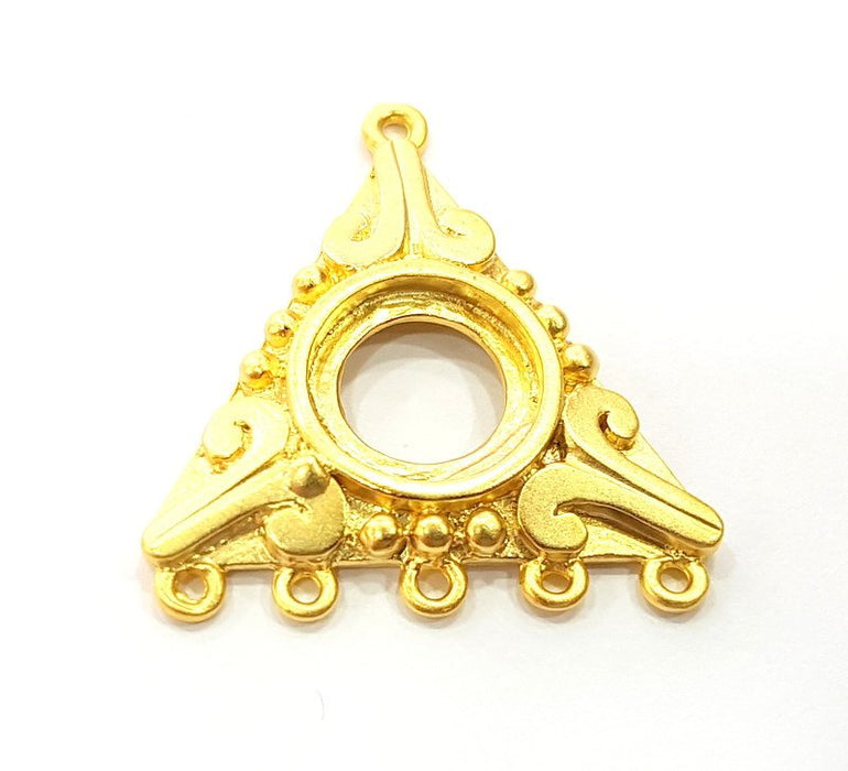 2 Gold Triangle Pendant Blank Pendants Gold Plated Pendant (33x30mm)  G8414