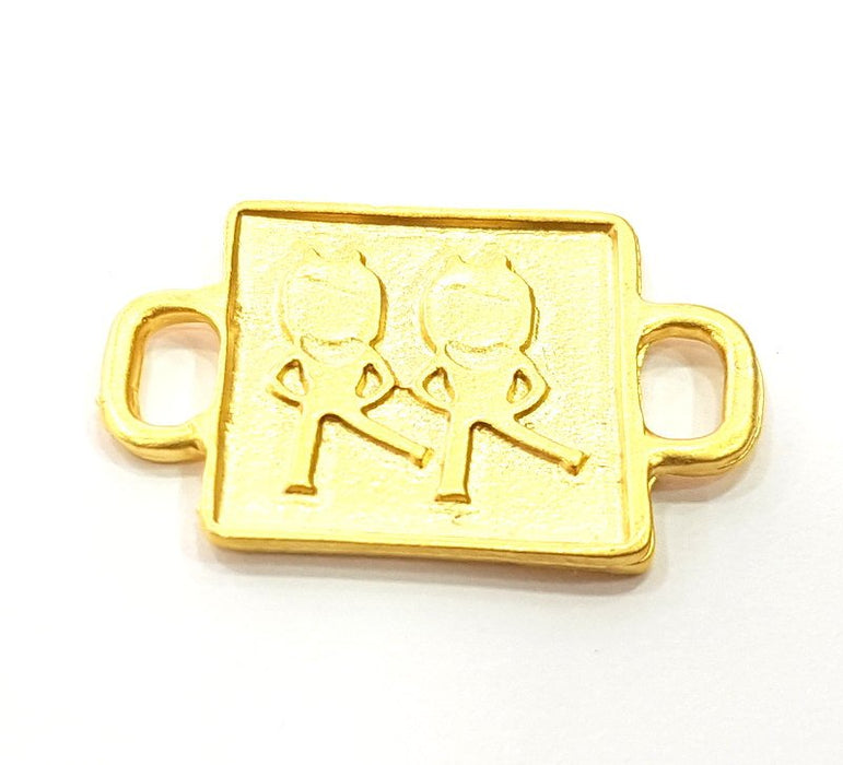 4 Gold Plated Bracelet Connector Pendant  (28x19mm)  G6615